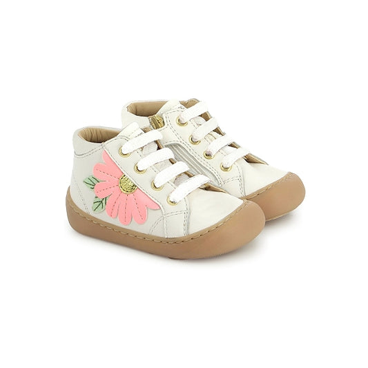 SHOO POM PLUM FLO White Platine Bottillons premier pas barefoot