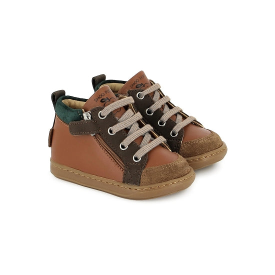 Bottillons enfant SHOO POM Bouba Bi Zip Nubuck Camel à double fermeture zippée