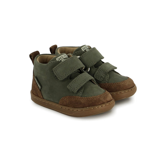 Bottillons enfant SHOO POM Bouba Scroll Easy Kaki Camel à double scratch