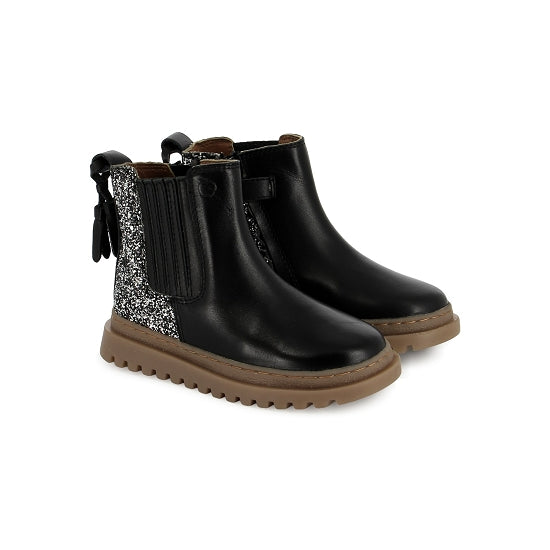 Bottines enfant Wonder Boots Black Glitter noires pailletées