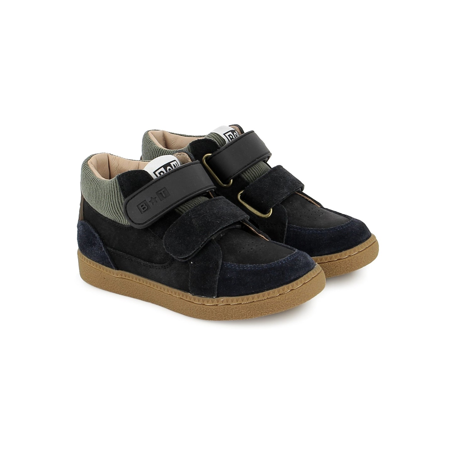 BONTON BT KIX HI 2L Gris Cab Kaki bottillons enfant à double scratch semelle gomme