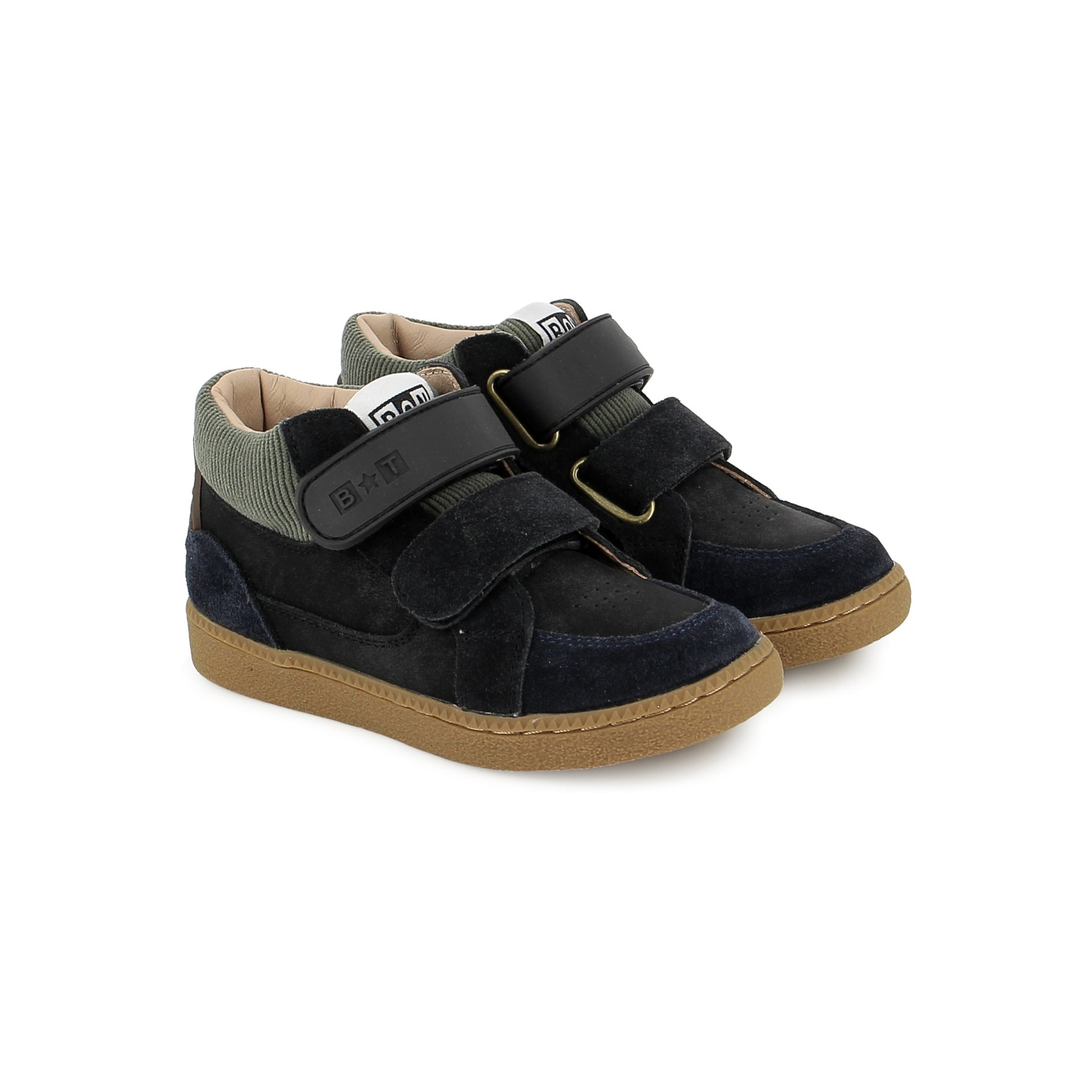 BONTON BT KIX HI 2L Gris Cab Kaki bottillons enfant à double scratch semelle gomme