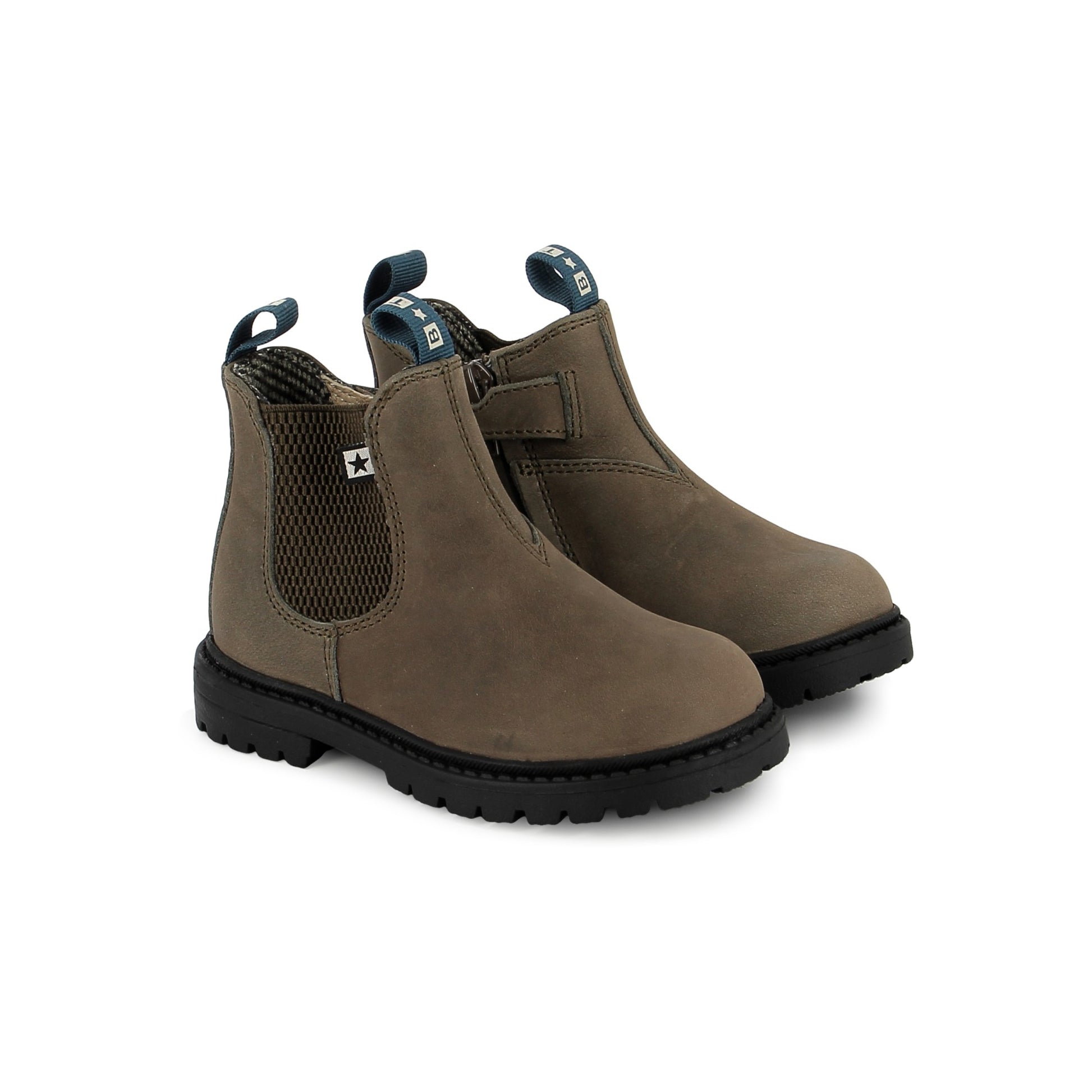 BONTON BOOTS Brown Beige Chelsea boots enfant brun beige semelle noire crantée