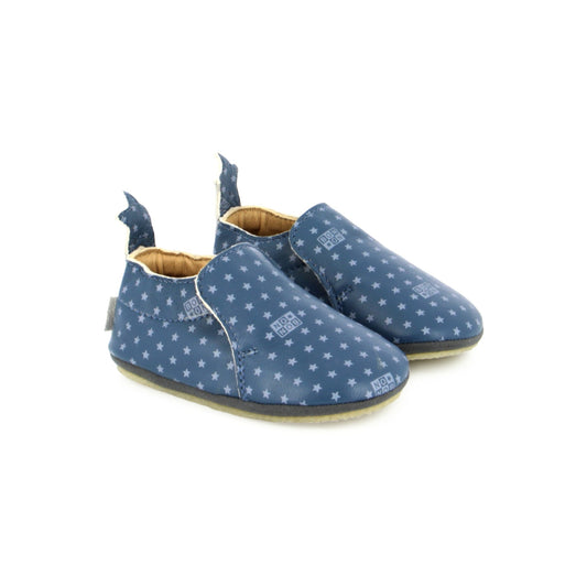 BONTON DOUDOU STAR Blue Sea Print Chaussons cuir