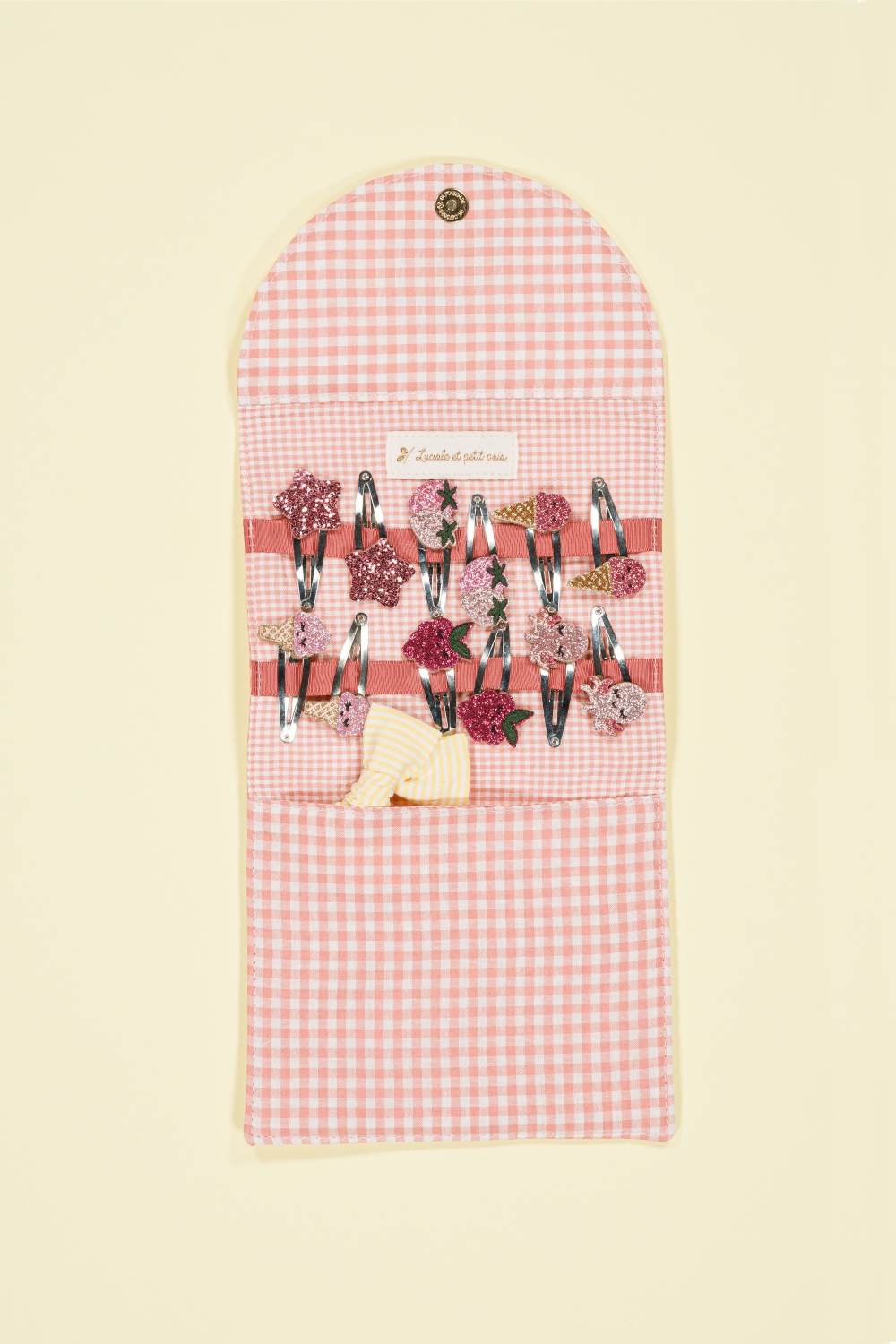 LUCIOLE ET PETITS POIS Barrettes Bubble star - Framboise (paire)