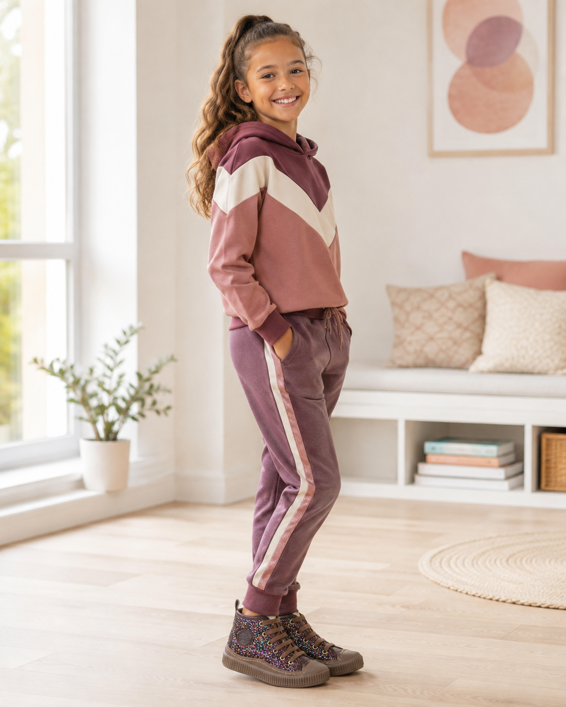 GBB ANISA Violet Bordeaux Chaussures Baskets Hautes