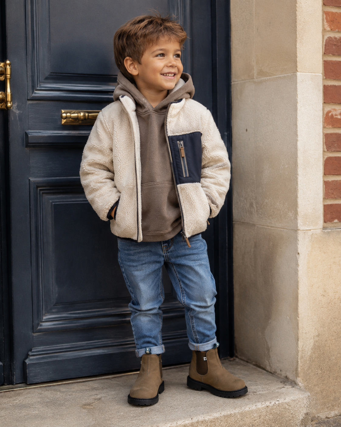 BONTON BOOTS  Brown Beige Boots Chelsea