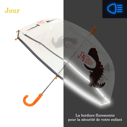 Parapluie Enfant Transparent Dinosaure Rigolo- Réfléchissant