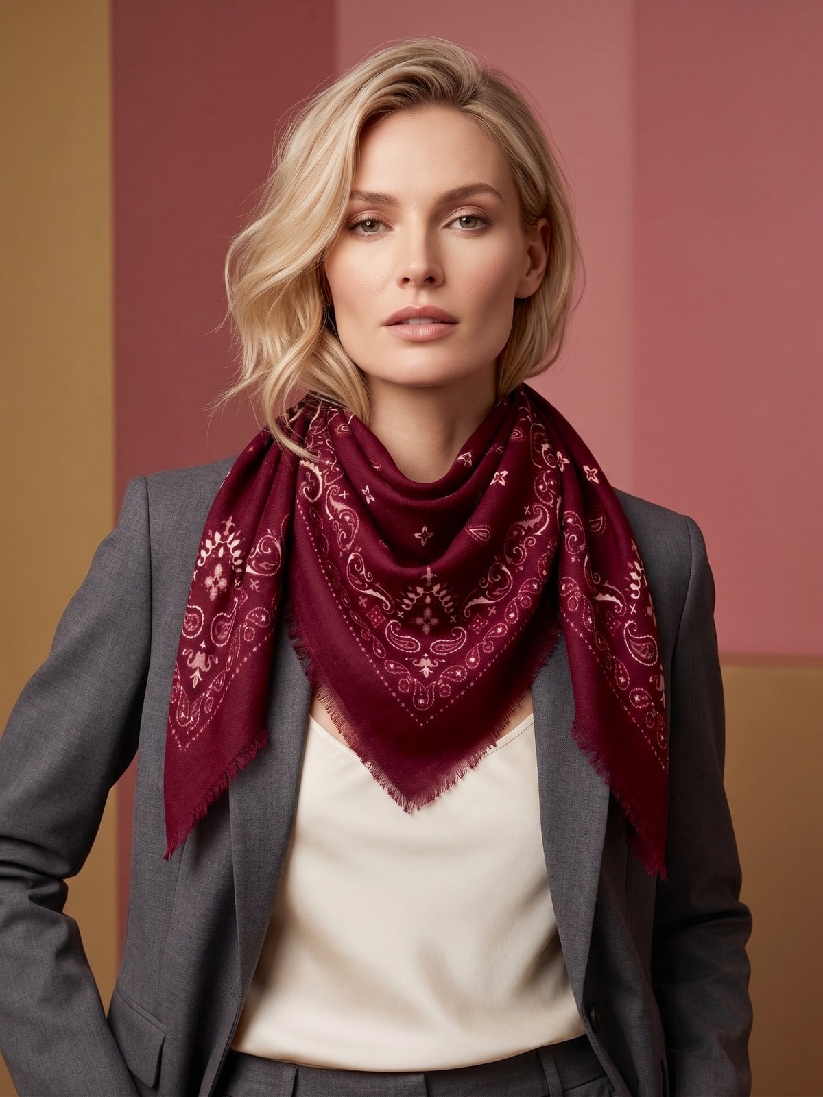 MAR&CO Foulard 70x70 Bordeaux