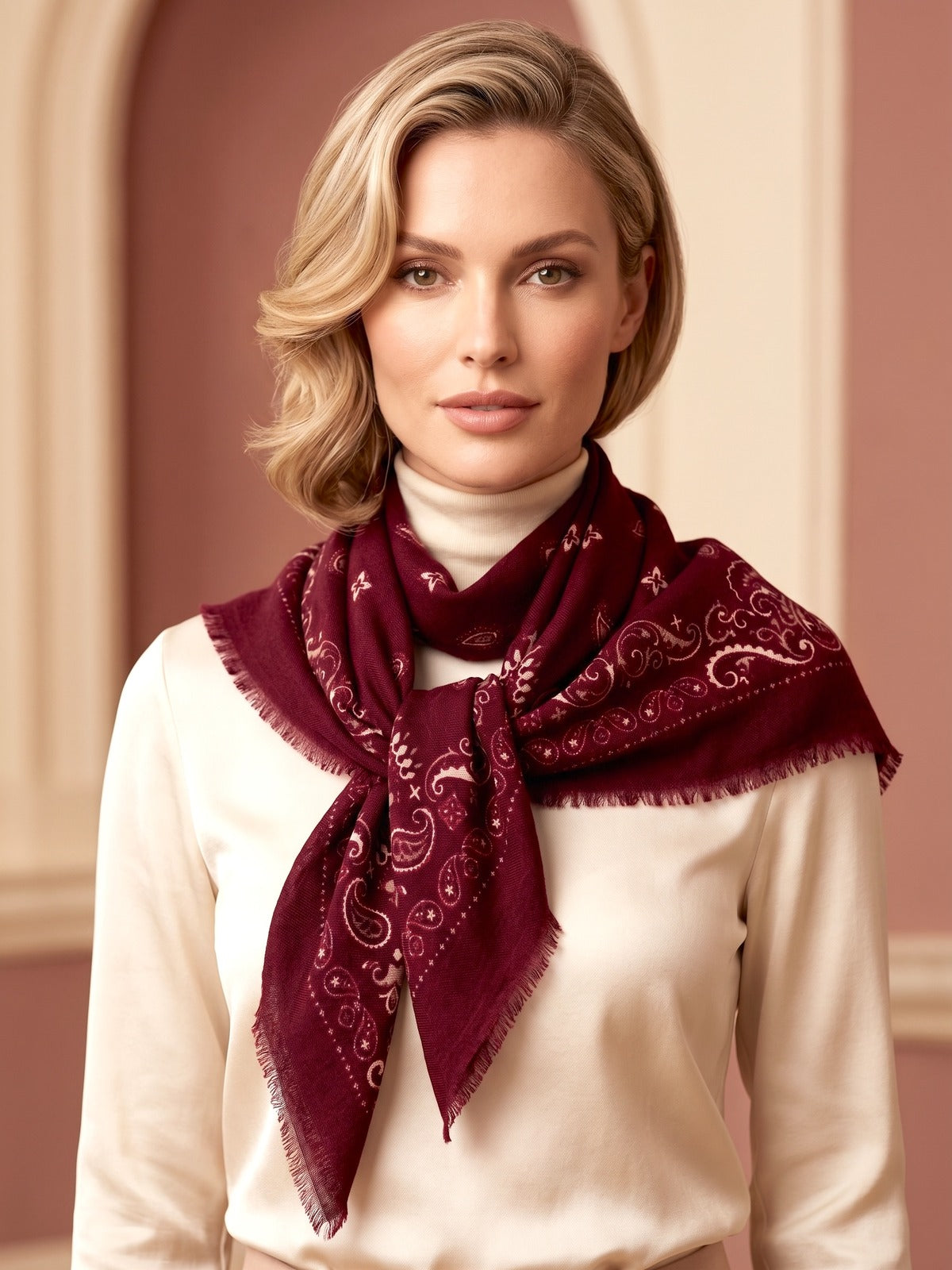 MAR&CO Foulard 70x70 Bordeaux