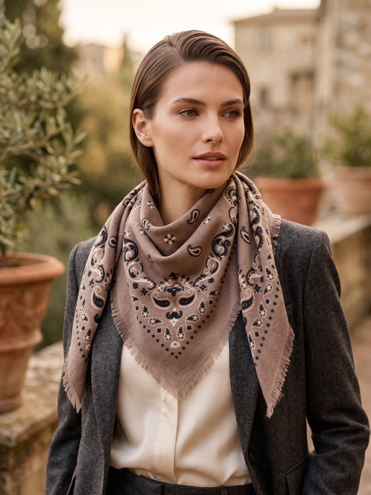 MAR&CO Foulard 70x70 Taupe