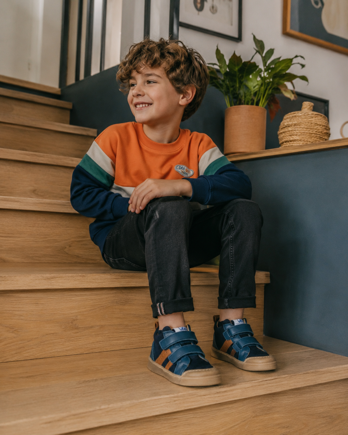 GBB AMAURY Marine Camel Baskets Hautes Chaussures