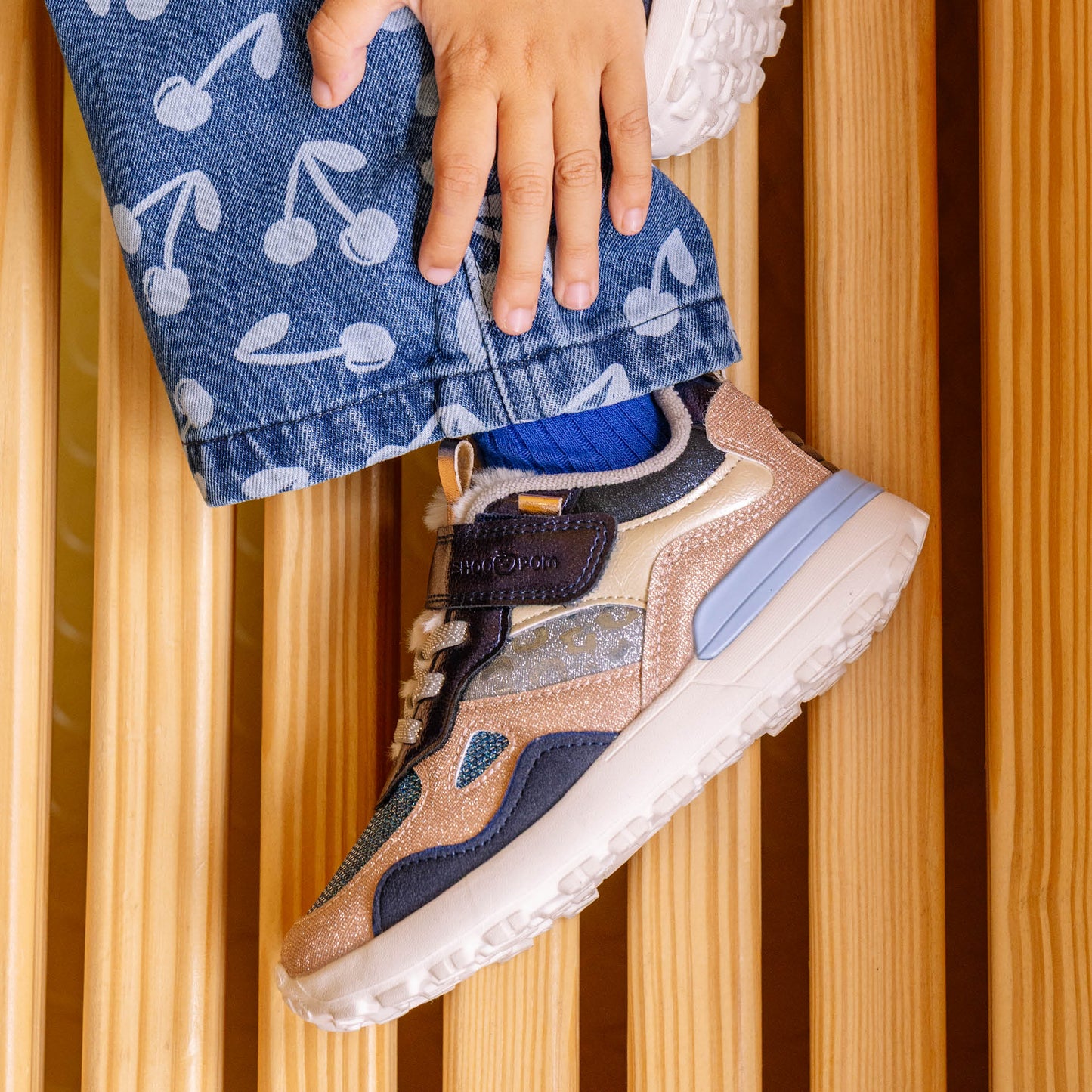 SHOO POM JOGGY SCRATCH Copper Navy Baskets