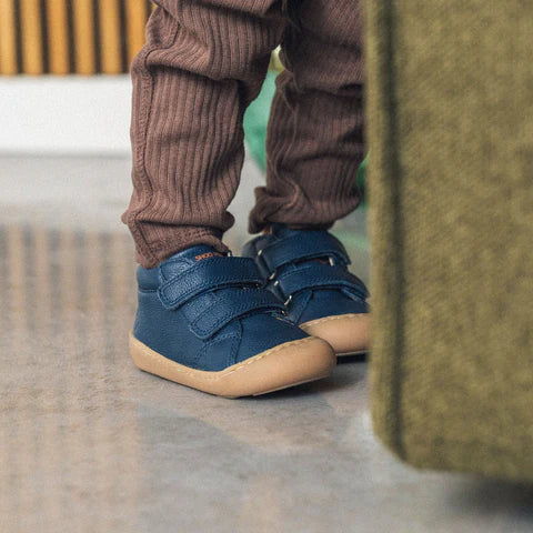 SHOO POM PLUM EASY Navy Bottillons premier pas Barefoot