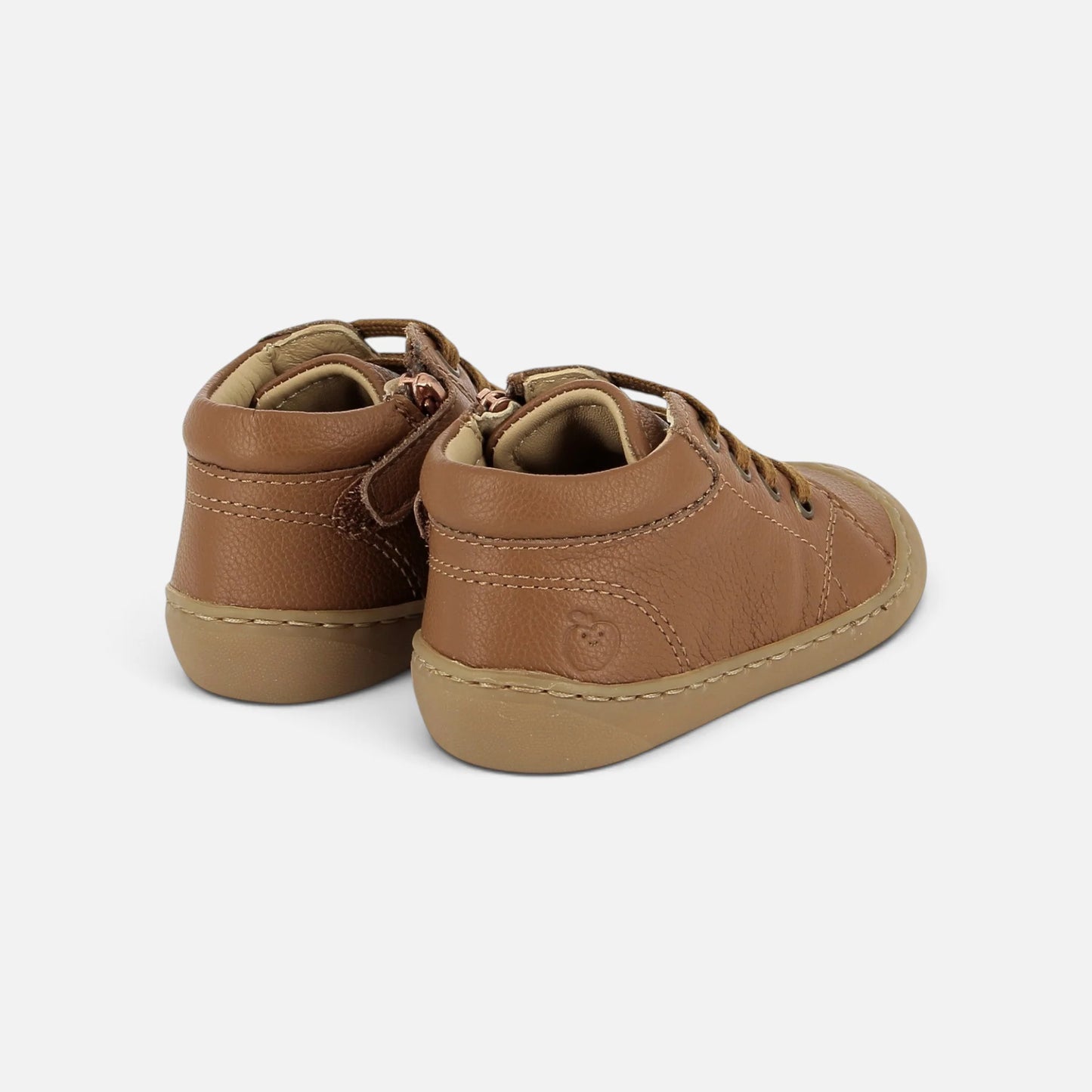 SHOO POM PLUM LACE Nappa Camel Bottillons premier pas barefoot