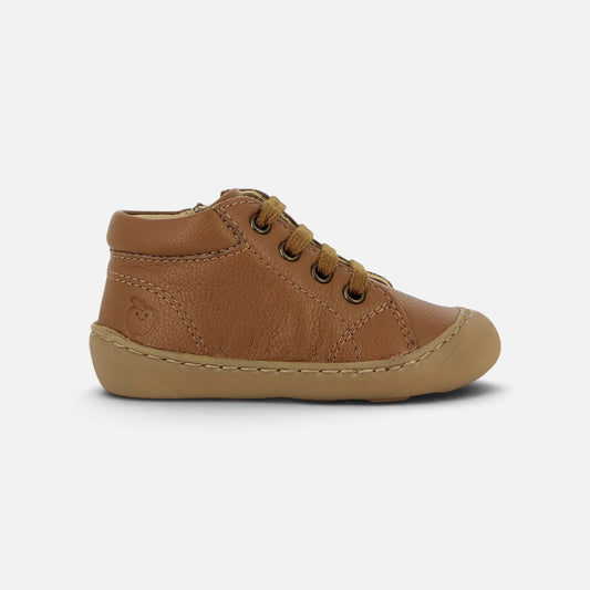 SHOO POM PLUM LACE Nappa Camel Bottillons premier pas barefoot