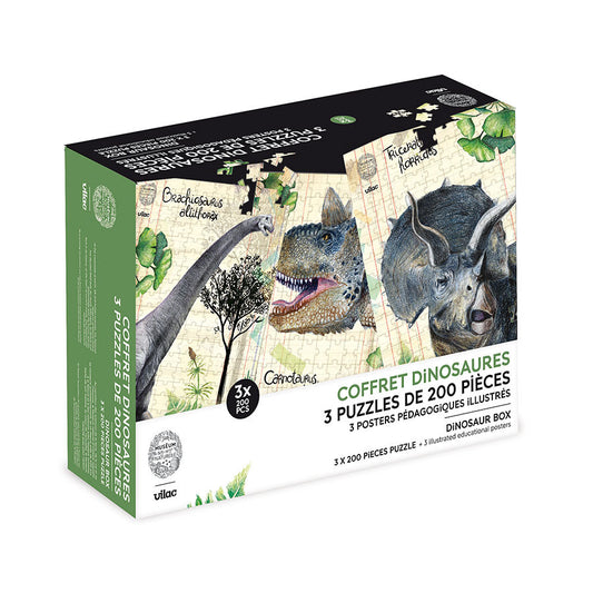 VILAC Coffret 3 puzzle dinosaures et posters 9626
