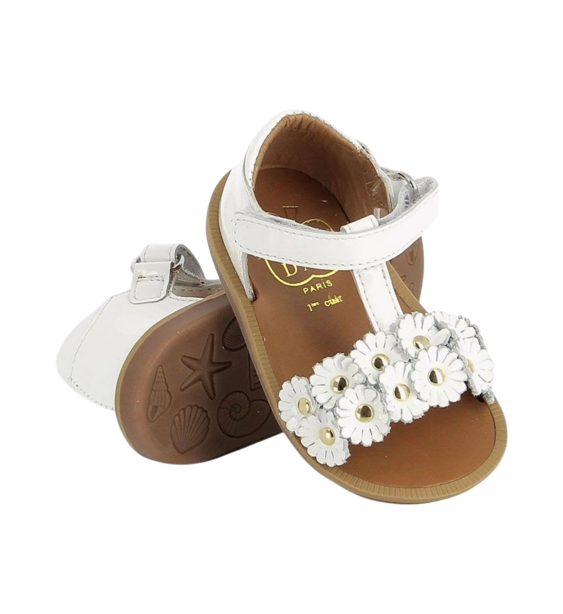 POM D'API POPPY FLOWERS Vernis Blanc Sandales Nu Pieds