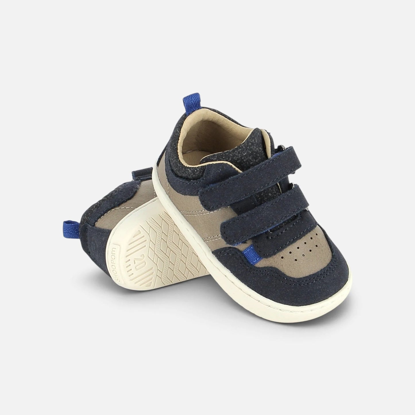 SHOO POM TOOTIES EASY Navy Beige Baskets premier pas barefoot