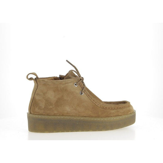 COCO ET ABRICOT SALICE Tabac chaussures basses femme en cuir velours camel à lacets