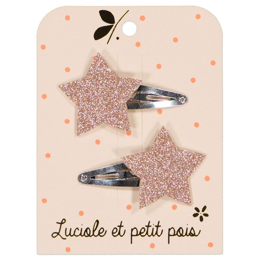 Barrettes étoiles - Glitter rose (paire)