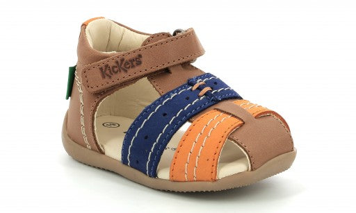 Sandales Kickers BigBazar camel bleu orange Pas des Anges