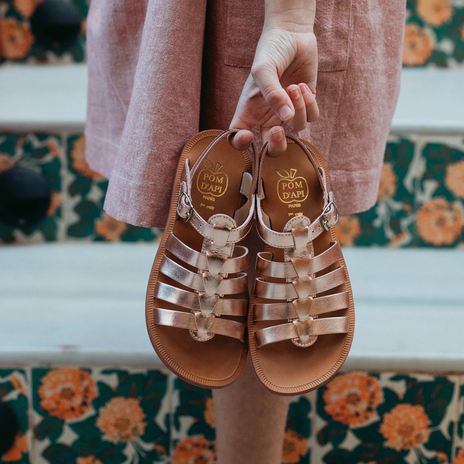 POM D API PLAGETTE STRAP rose gold Sandales Nu Pieds Pas des Anges