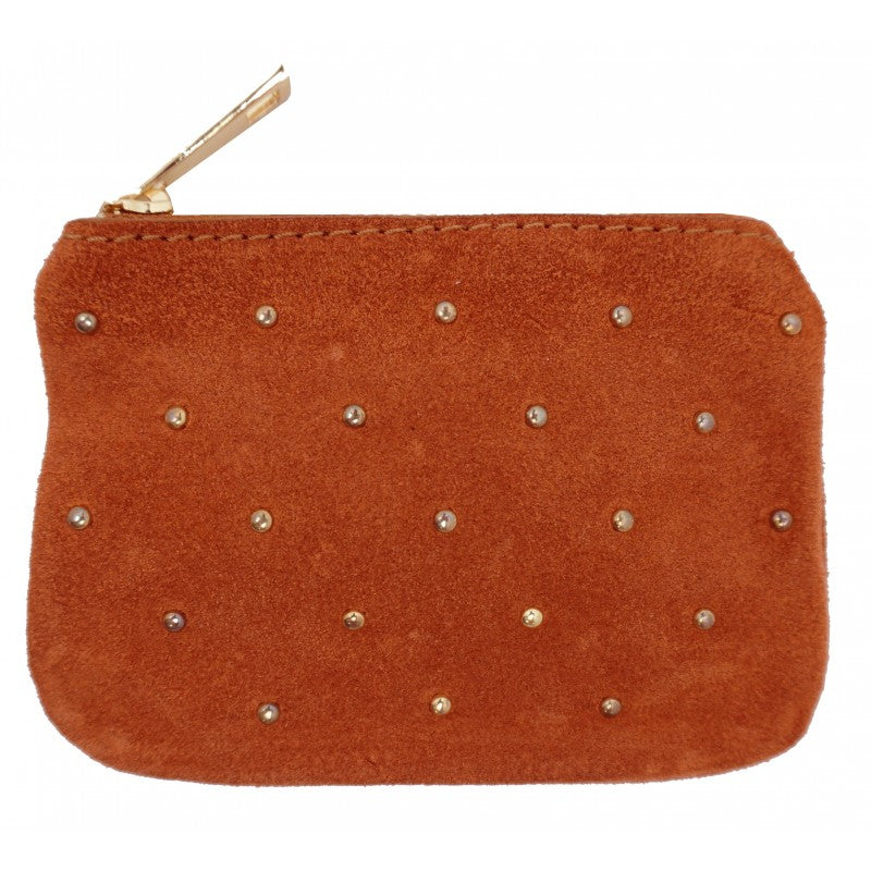 Porte-monnaie en croûte de cuir clouté Lalou D1500D Orange